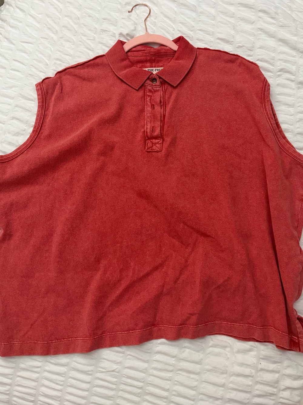 Red Free People We The Free Cutoff Sleeveless Polo (xsmall)